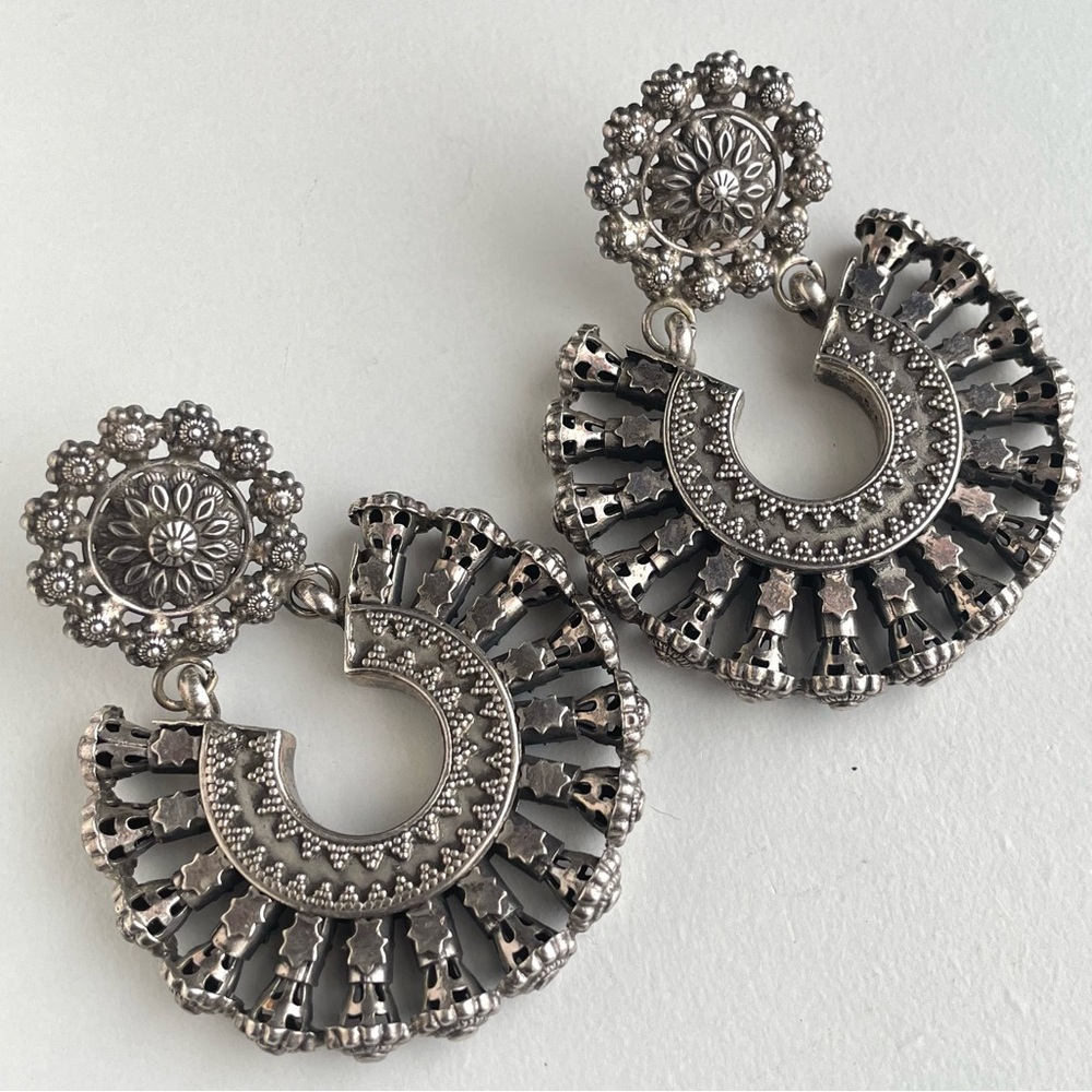 Vintage sterling silver 925 India Ethnic Traditional Bohemian Earrings